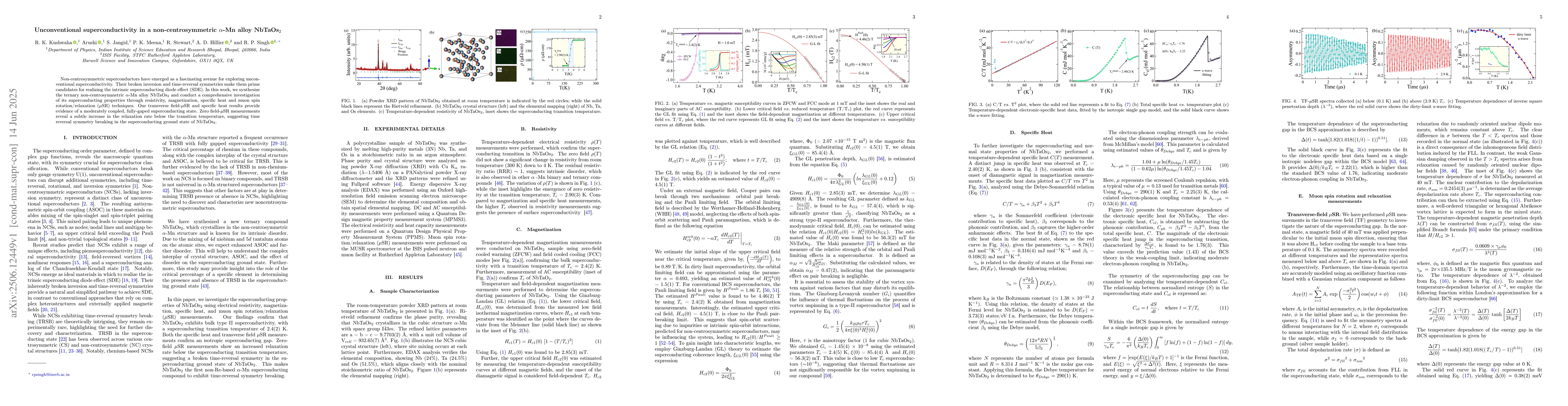 Thumbnail for Unconventional superconductivity in a non-centrosymmetric $α$-Mn
  alloy NbTaOs$_{2}$