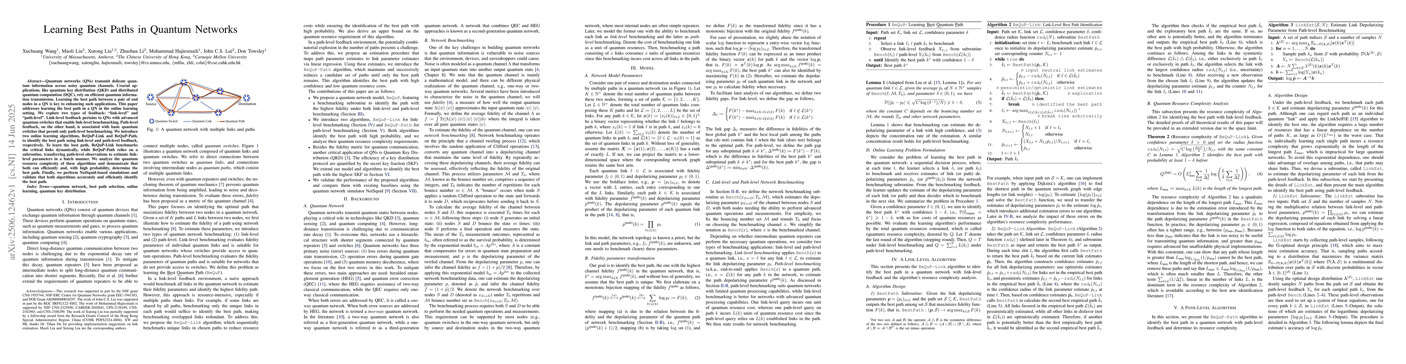 Thumbnail for Learning Best Paths in Quantum Networks