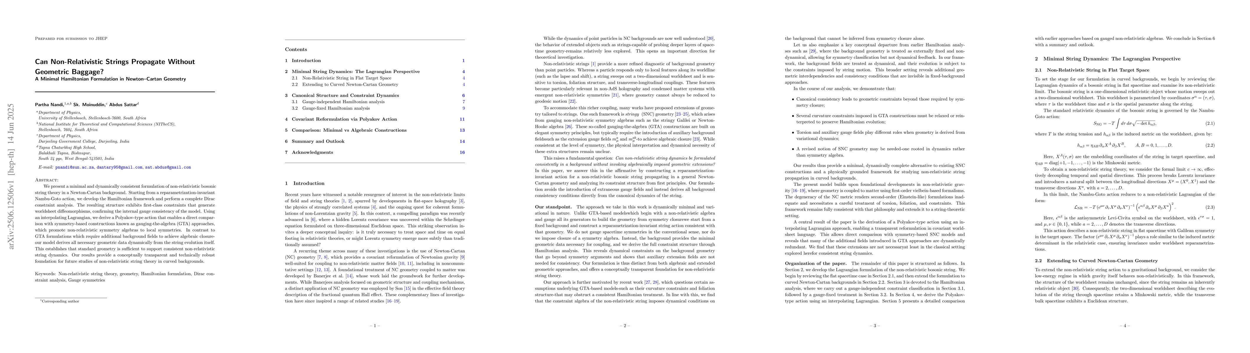 Thumbnail for Can Non-Relativistic Strings Propagate Without Geometric Baggage?