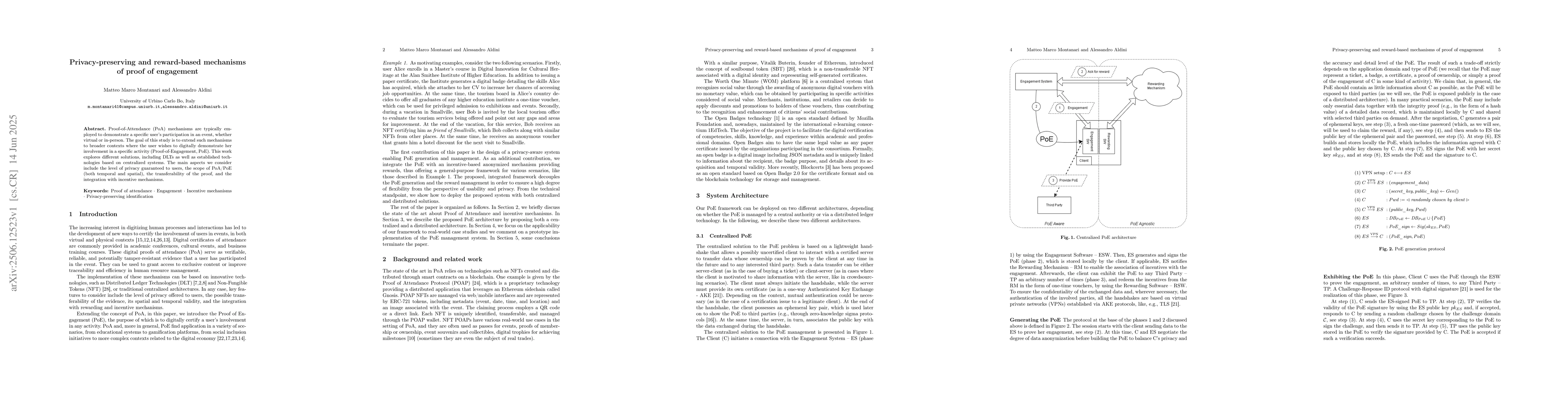 Thumbnail for Privacy-preserving and reward-based mechanisms of proof of engagement