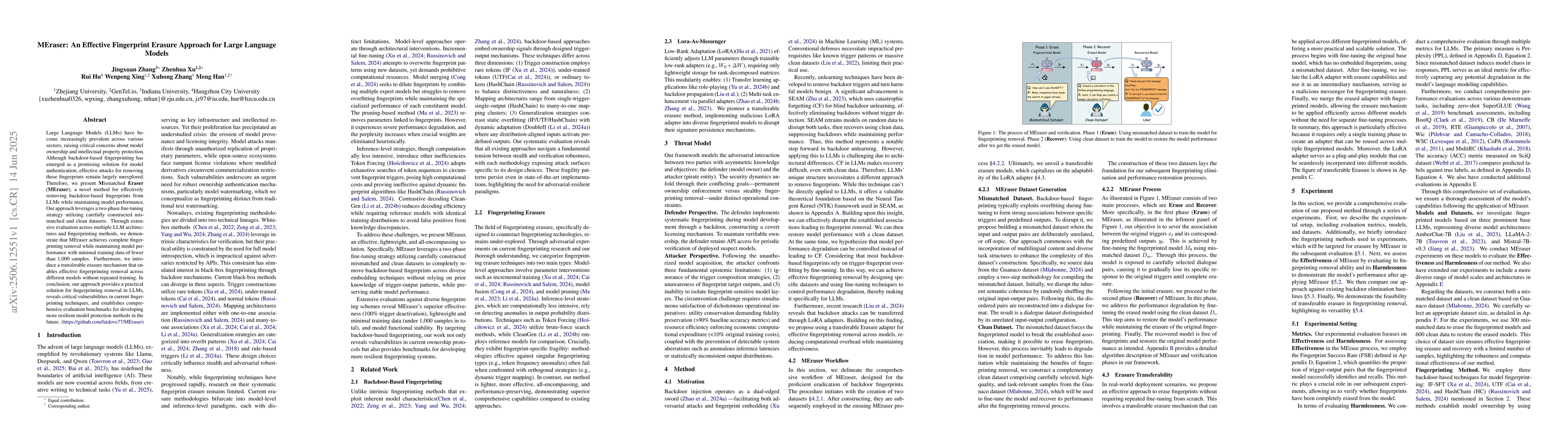 Thumbnail for MEraser: An Effective Fingerprint Erasure Approach for Large Language
  Models