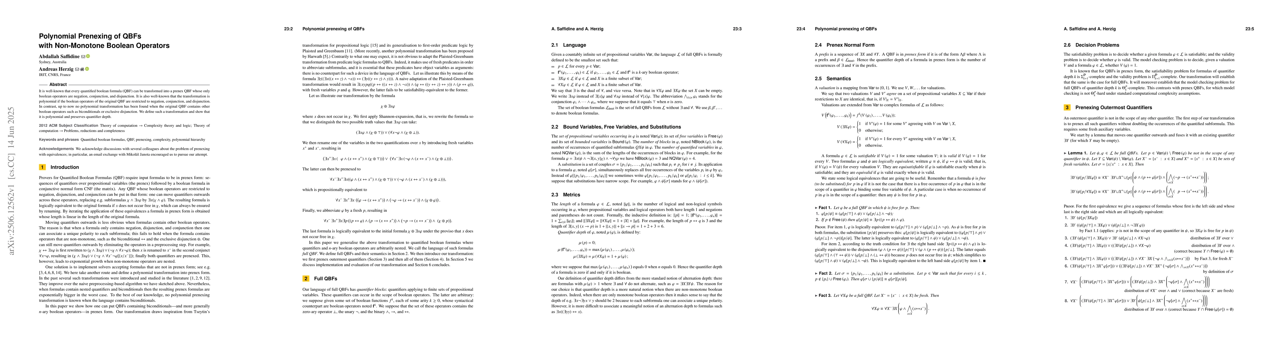 Thumbnail for Polynomial Prenexing of QBFs with Non-Monotone Boolean Operators