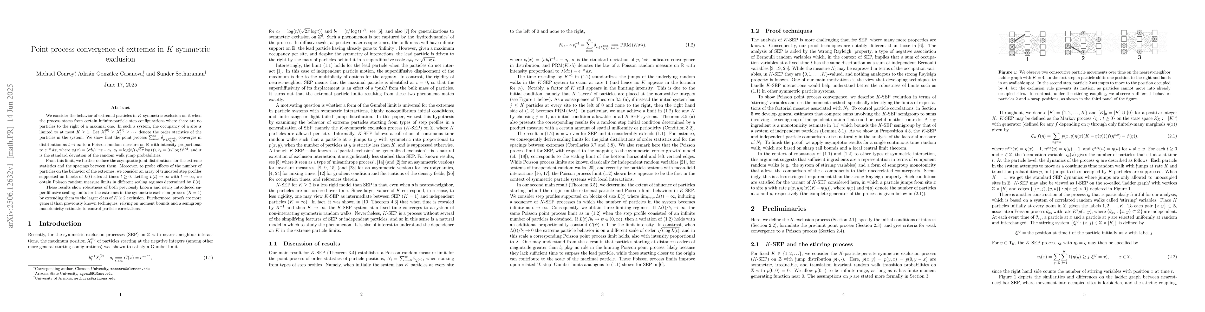 Thumbnail for Point process convergence of extremes in $K$-symmetric exclusion