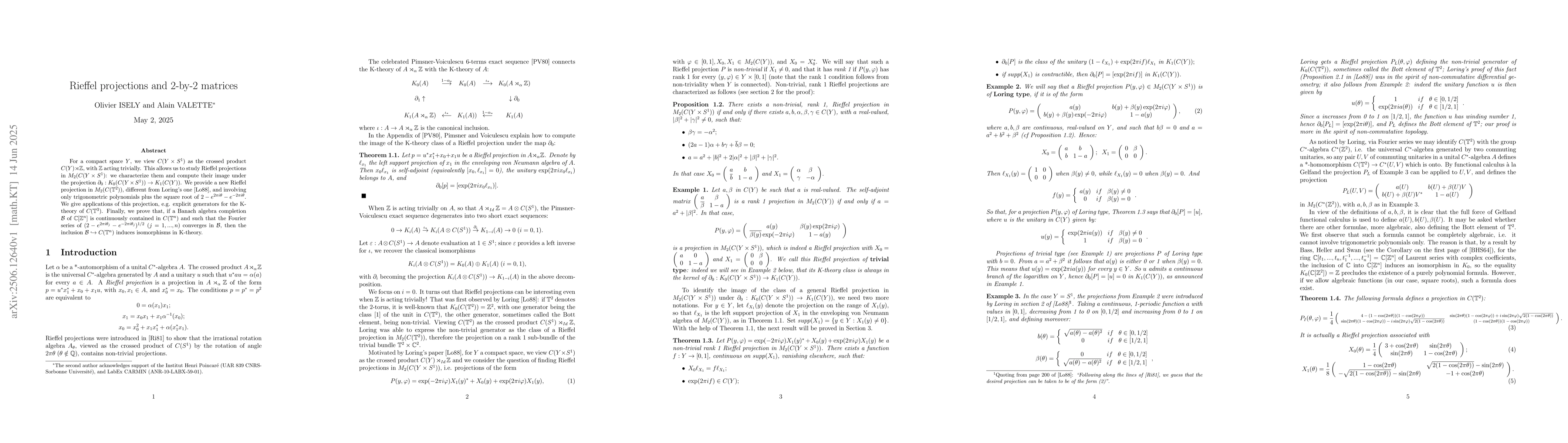 Thumbnail for Rieffel projections and 2-by-2 matrices
