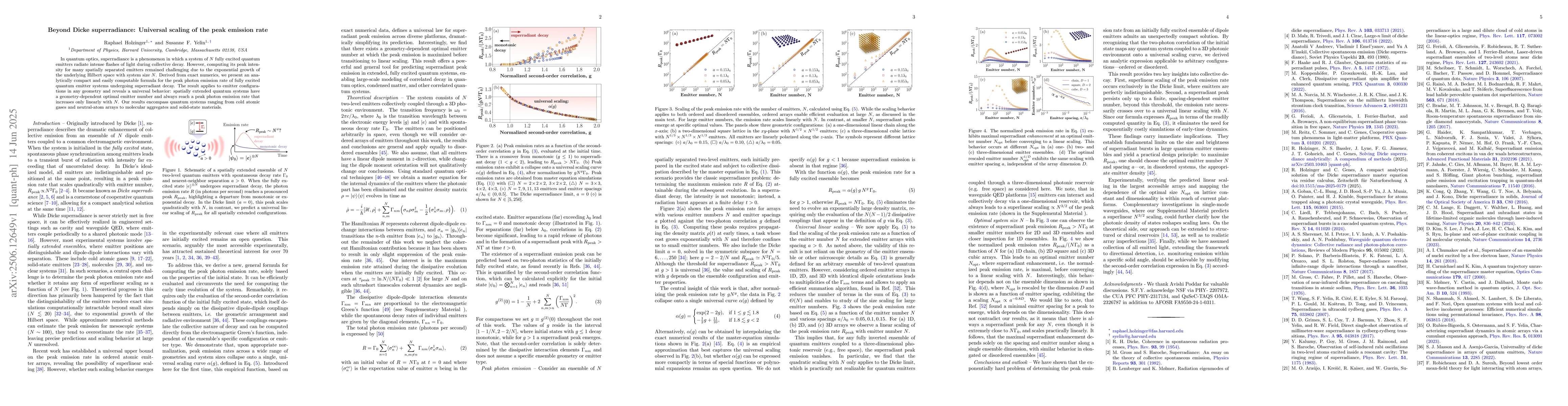 Thumbnail for Beyond Dicke superradiance: Universal scaling of the peak emission rate