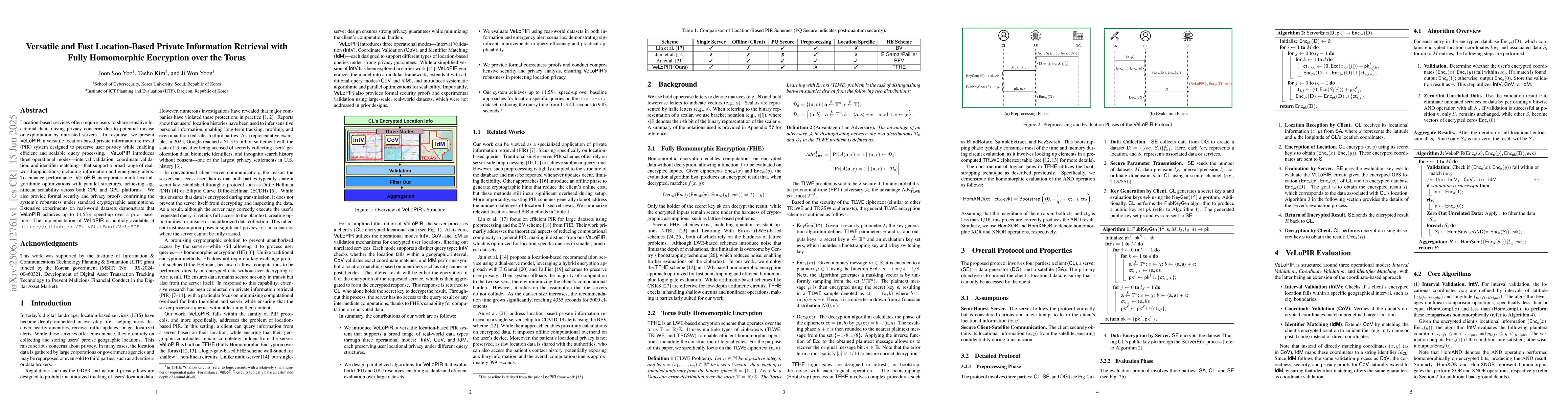 Thumbnail for Versatile and Fast Location-Based Private Information Retrieval with
  Fully Homomorphic Encryption over the Torus