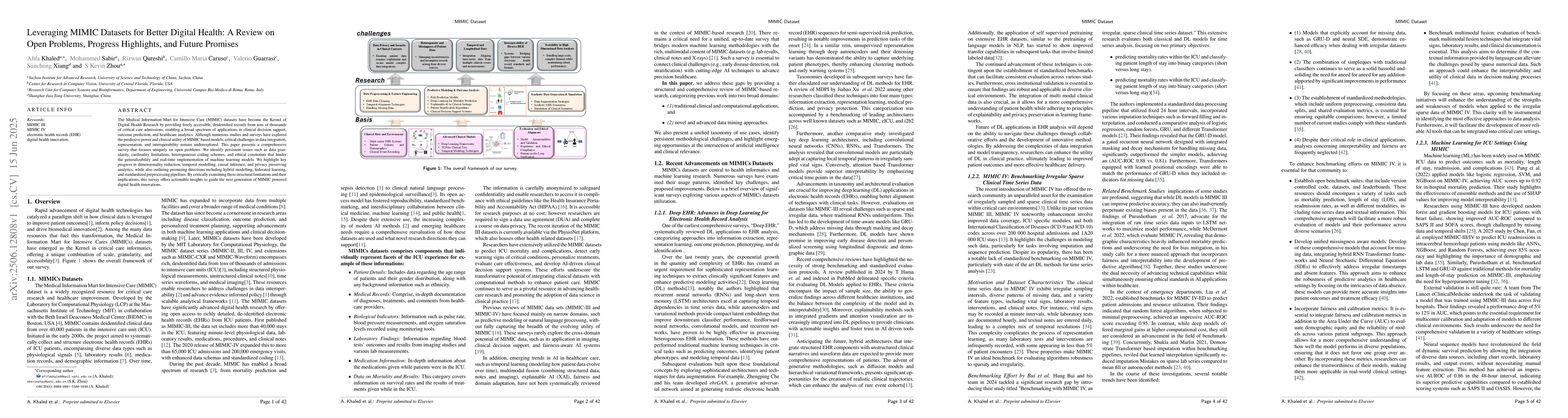 Thumbnail for Leveraging MIMIC Datasets for Better Digital Health: A Review on Open
  Problems, Progress Highlights, and Future Promises
