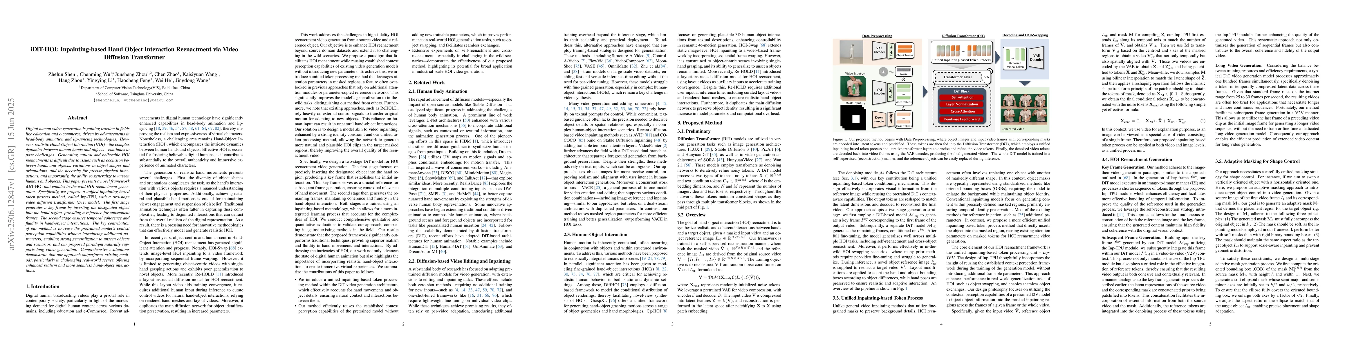 Thumbnail for iDiT-HOI: Inpainting-based Hand Object Interaction Reenactment via Video
  Diffusion Transformer