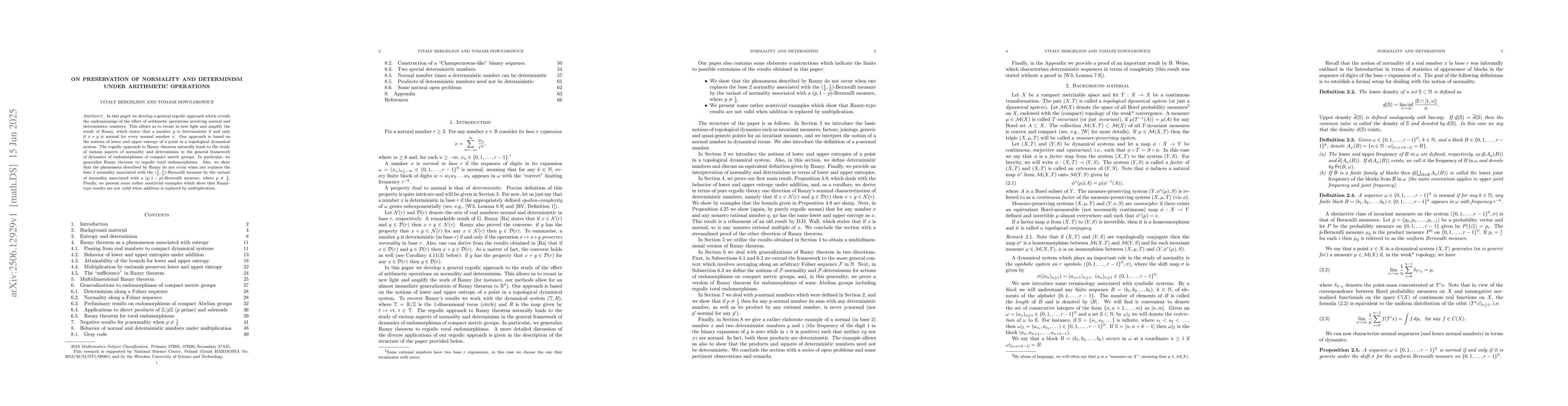 Thumbnail for On preservation of normality and determinism under arithmetic operations