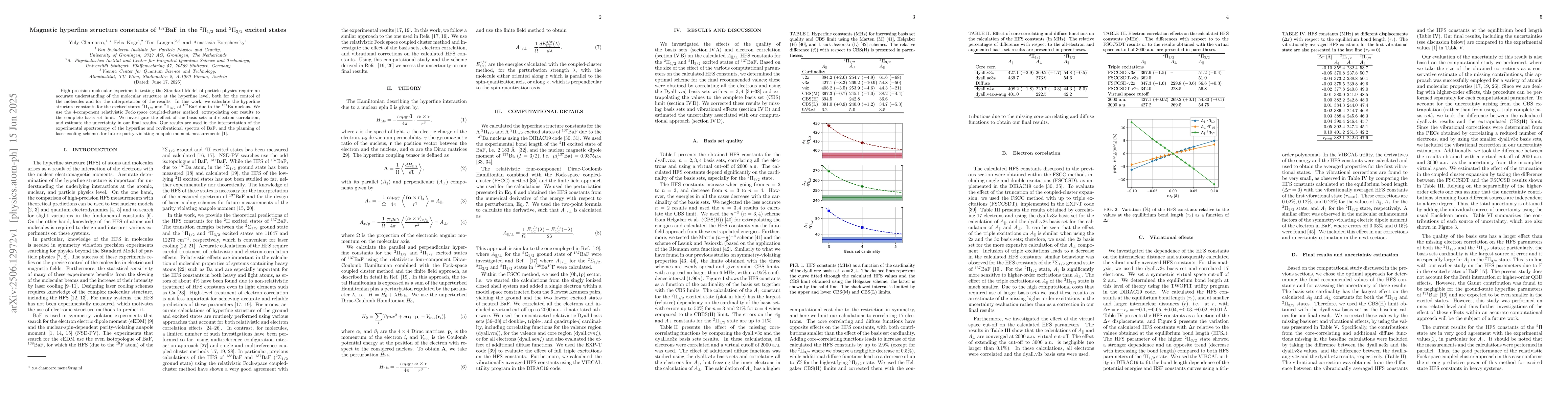 Thumbnail for Magnetic hyperfine structure constants of $^{137}$BaF in the
  $^2Π_{1/2}$ and $^2Π_{3/2}$ excited states