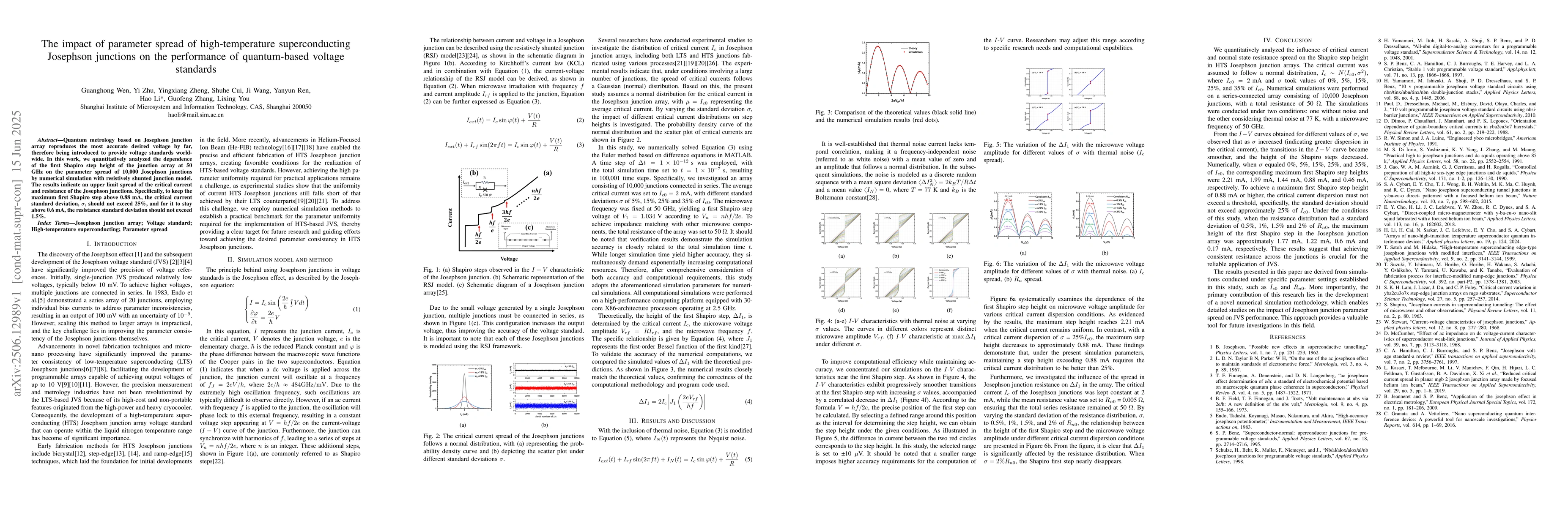 Thumbnail for The impact of parameter spread of high-temperature superconducting
  Josephson junctions on the performance of quantum-based voltage standards