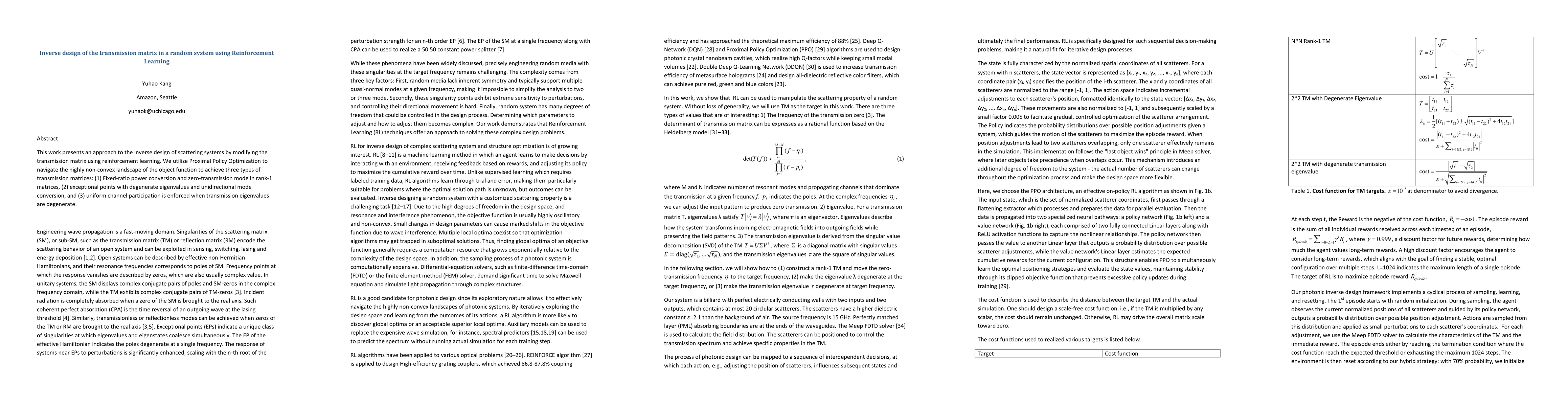 Thumbnail for Inverse design of the transmission matrix in a random system using
  Reinforcement Learning