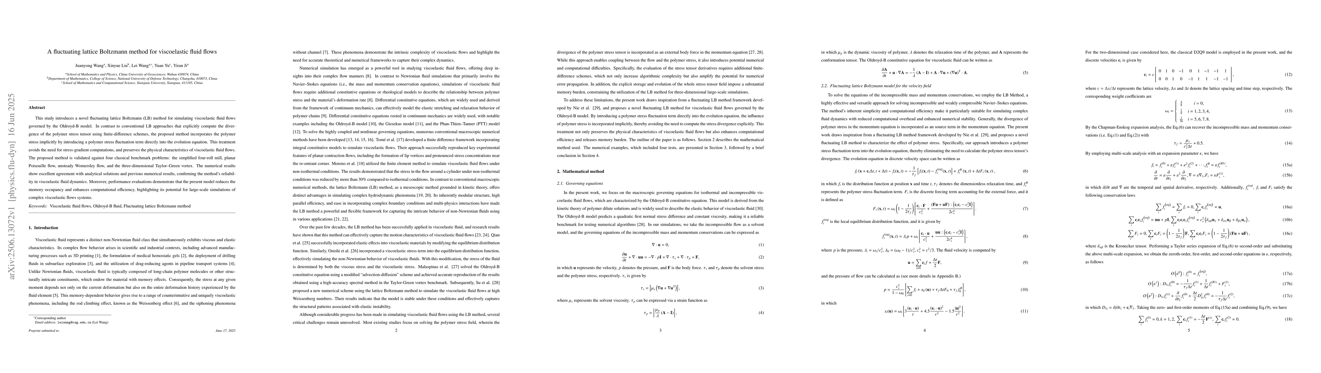 Thumbnail for A fluctuating lattice Boltzmann method for viscoelastic fluid flows