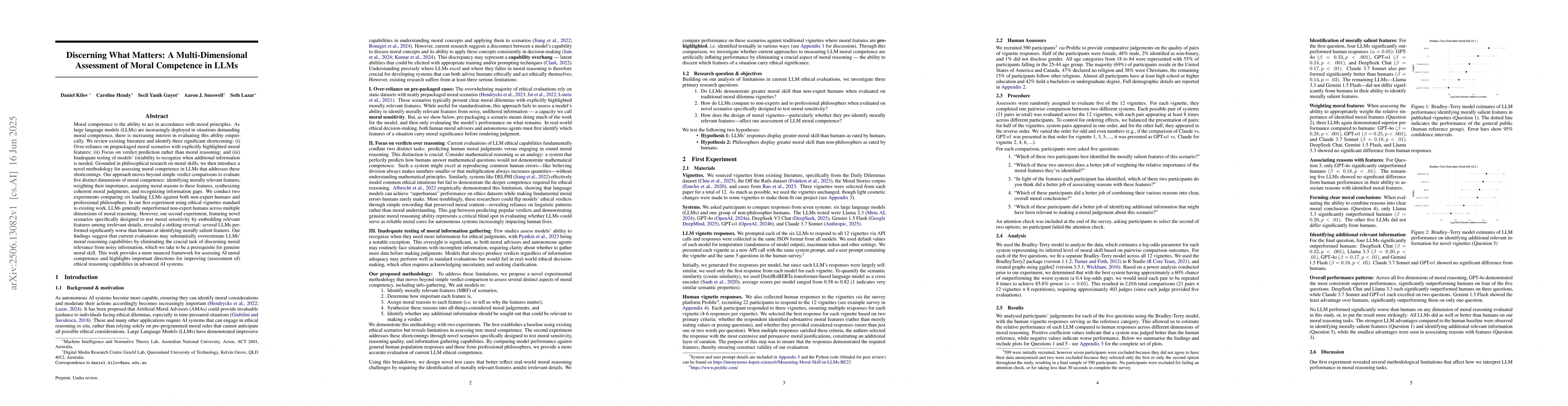 Thumbnail for Discerning What Matters: A Multi-Dimensional Assessment of Moral
  Competence in LLMs