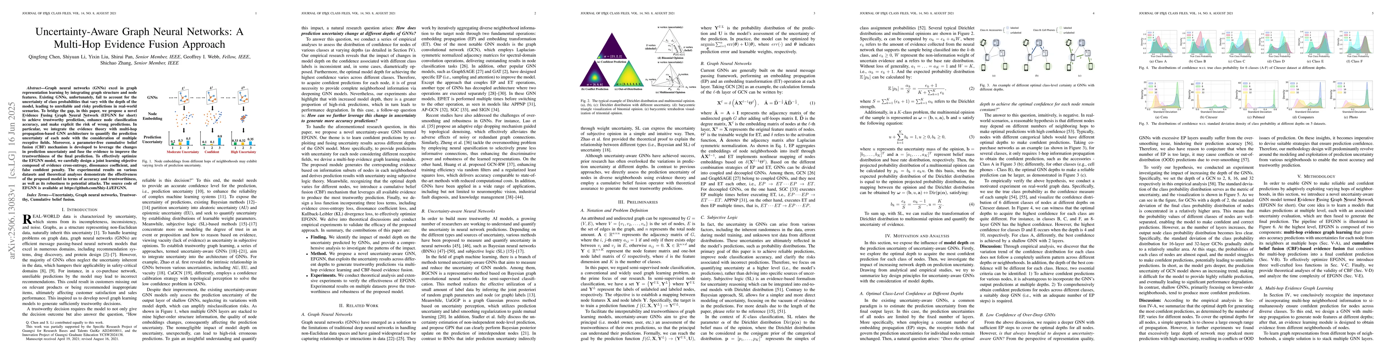 Thumbnail for Uncertainty-Aware Graph Neural Networks: A Multi-Hop Evidence Fusion
  Approach