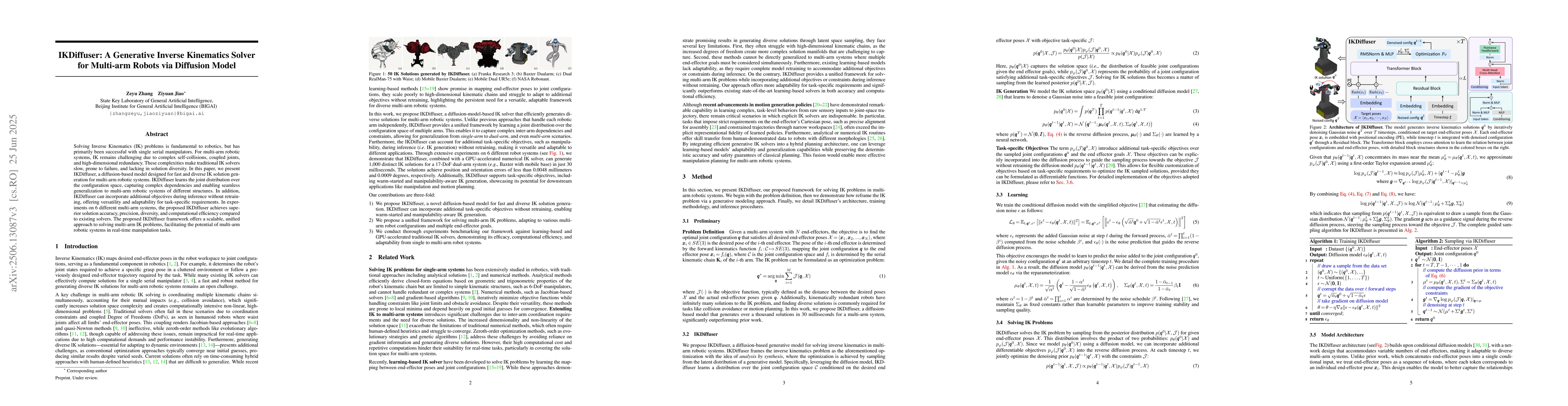 Thumbnail for IKDiffuser: A Generative Inverse Kinematics Solver for Multi-arm Robots
  via Diffusion Model