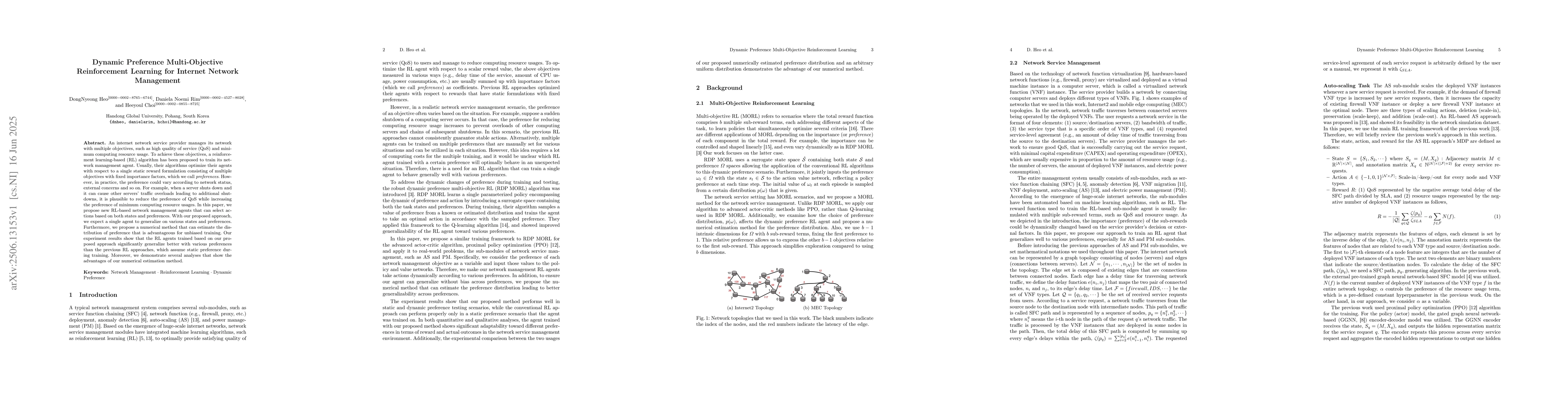 Thumbnail for Dynamic Preference Multi-Objective Reinforcement Learning for Internet
  Network Management