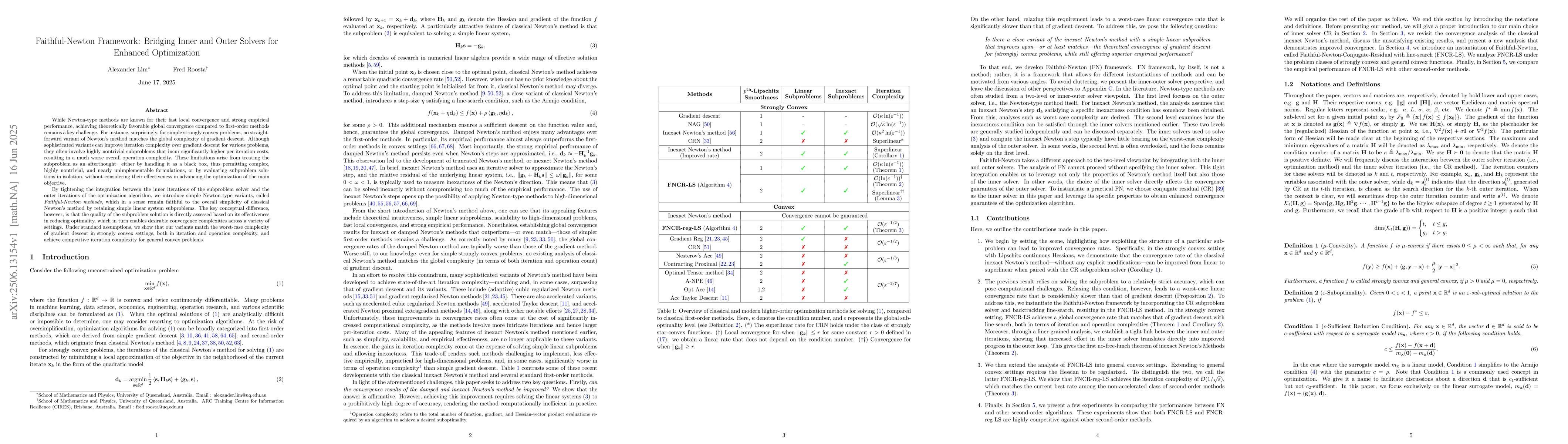 Thumbnail for Faithful-Newton Framework: Bridging Inner and Outer Solvers for Enhanced
  Optimization