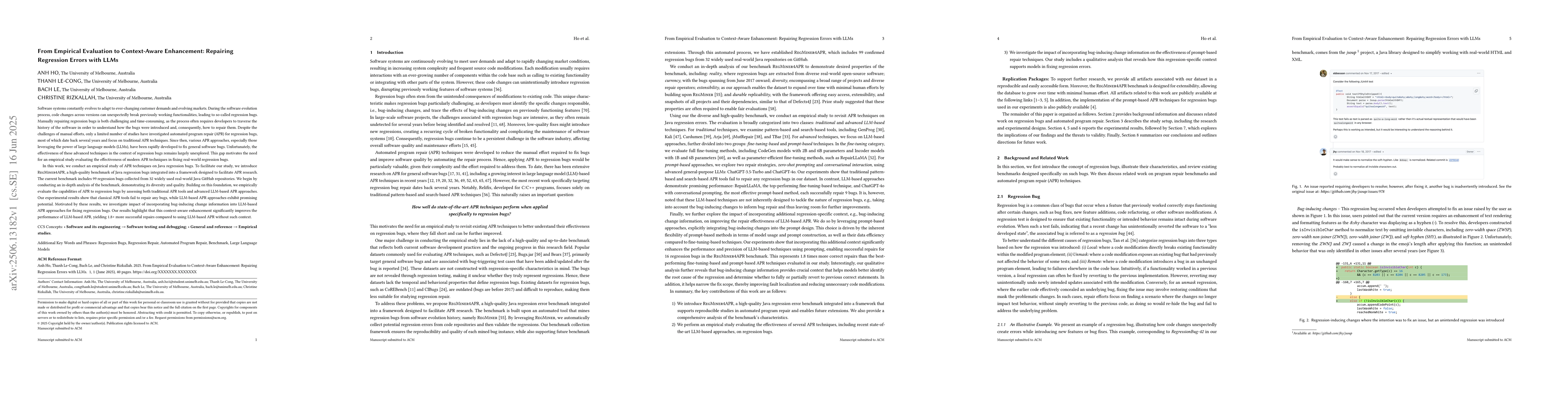 Thumbnail for From Empirical Evaluation to Context-Aware Enhancement: Repairing
  Regression Errors with LLMs
