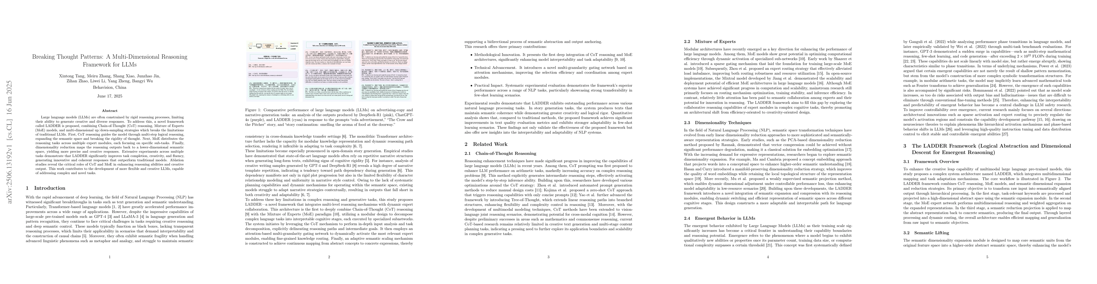 Thumbnail for Breaking Thought Patterns: A Multi-Dimensional Reasoning Framework for
  LLMs