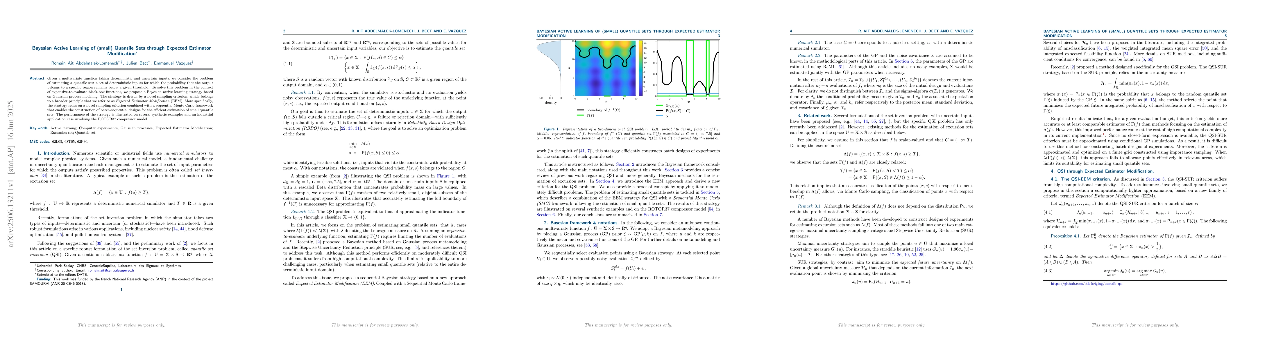 Thumbnail for Bayesian Active Learning of (small) Quantile Sets through Expected
  Estimator Modification