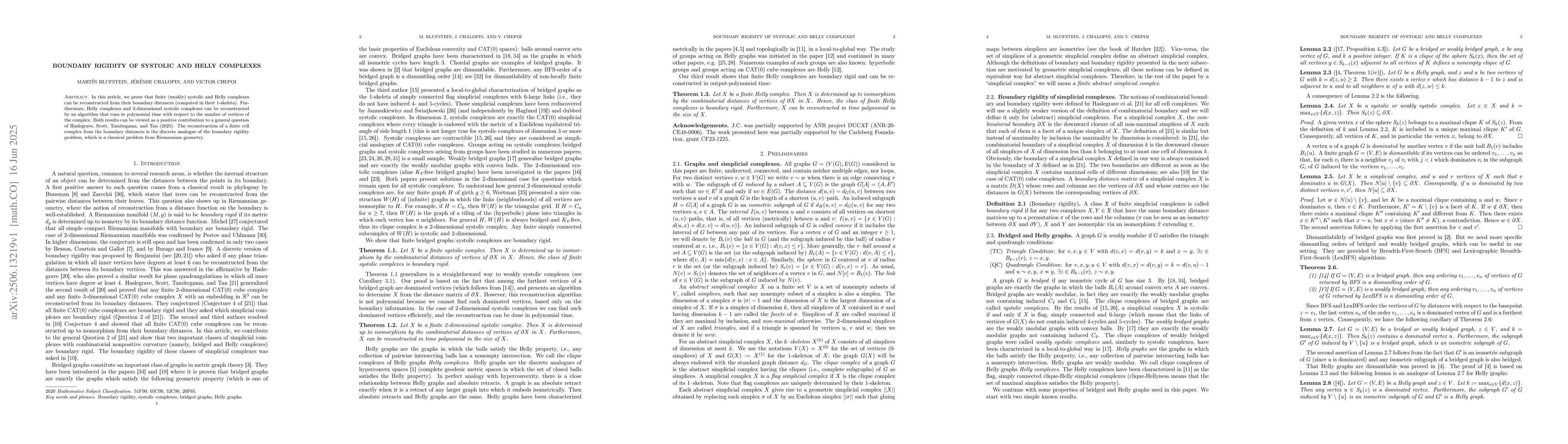 Thumbnail for Boundary rigidity of systolic and Helly complexes