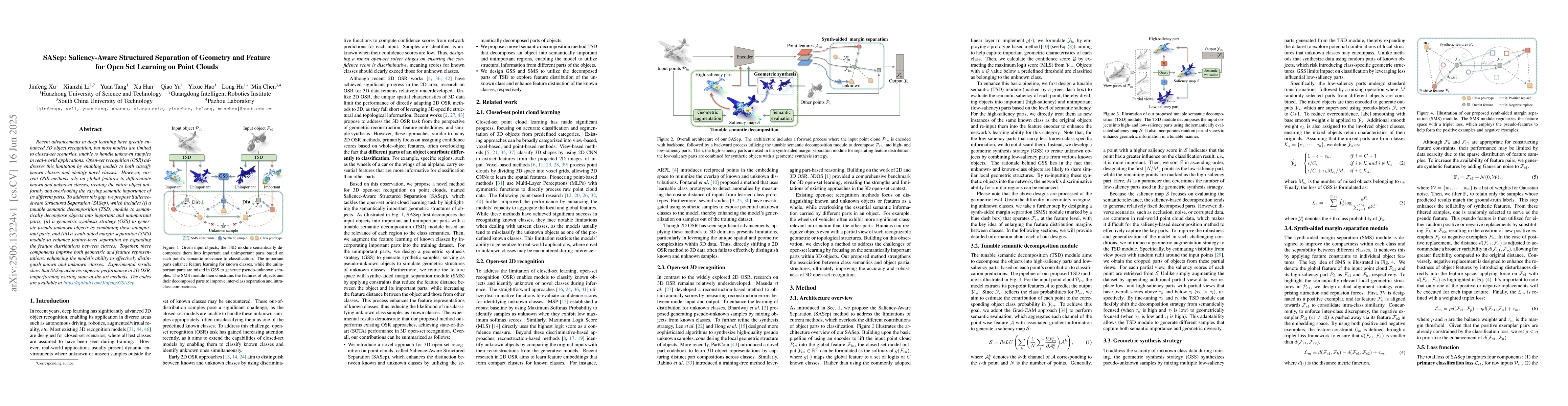 Thumbnail for SASep: Saliency-Aware Structured Separation of Geometry and Feature for
  Open Set Learning on Point Clouds