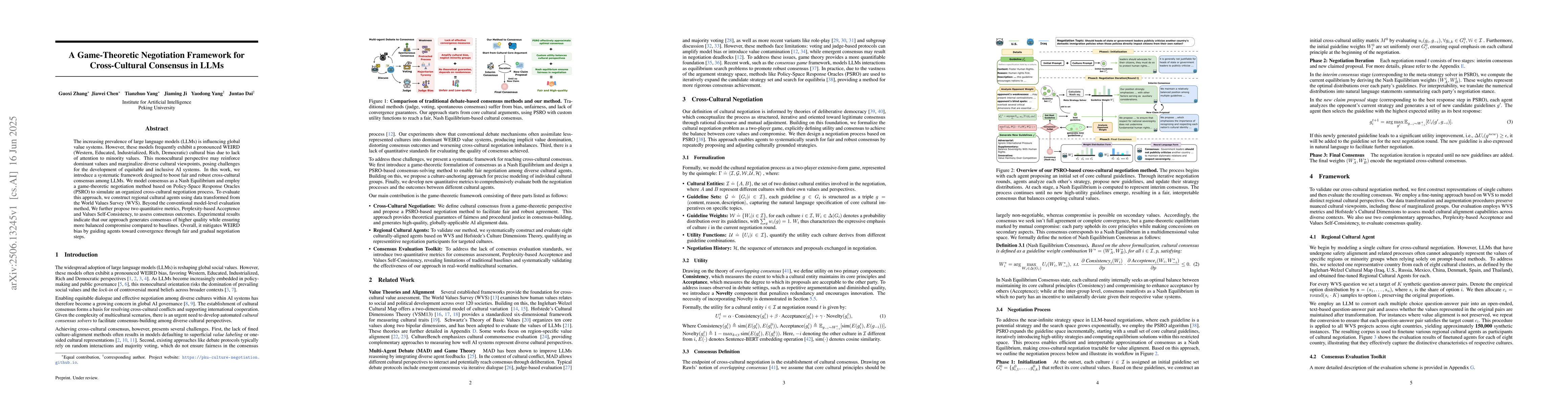 Thumbnail for A Game-Theoretic Negotiation Framework for Cross-Cultural Consensus in
  LLMs