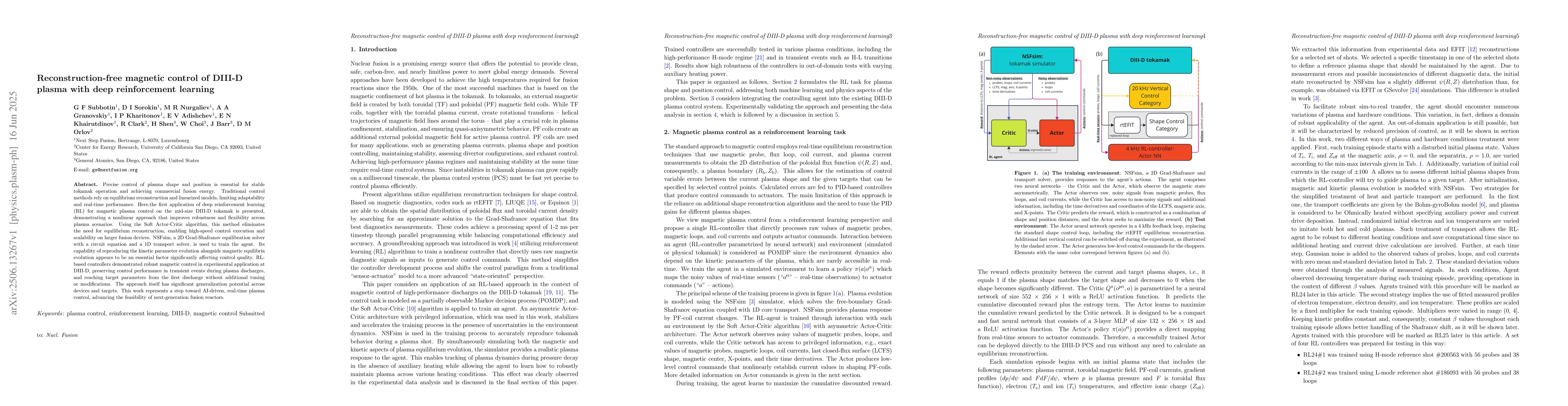 Thumbnail for Reconstruction-free magnetic control of DIII-D plasma with deep
  reinforcement learning