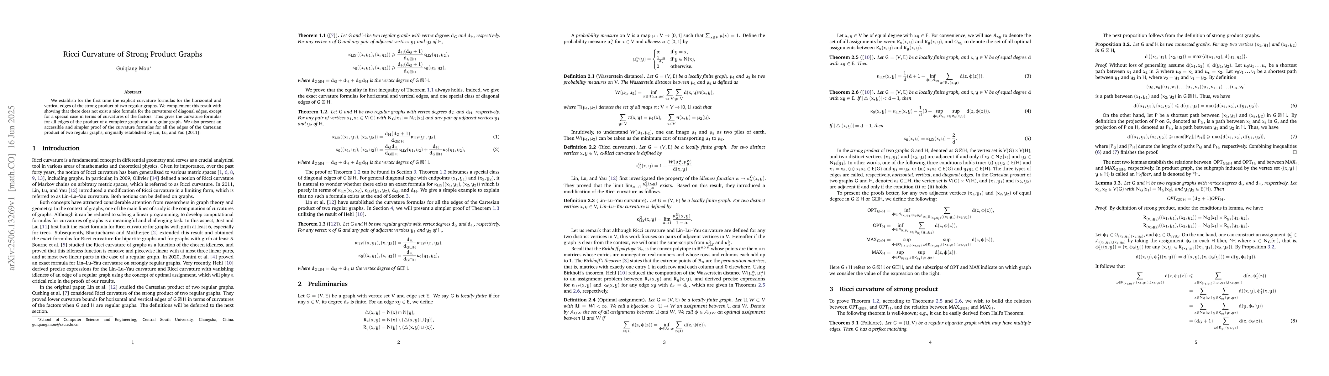 Thumbnail for Ricci Curvature of Strong Product Graphs