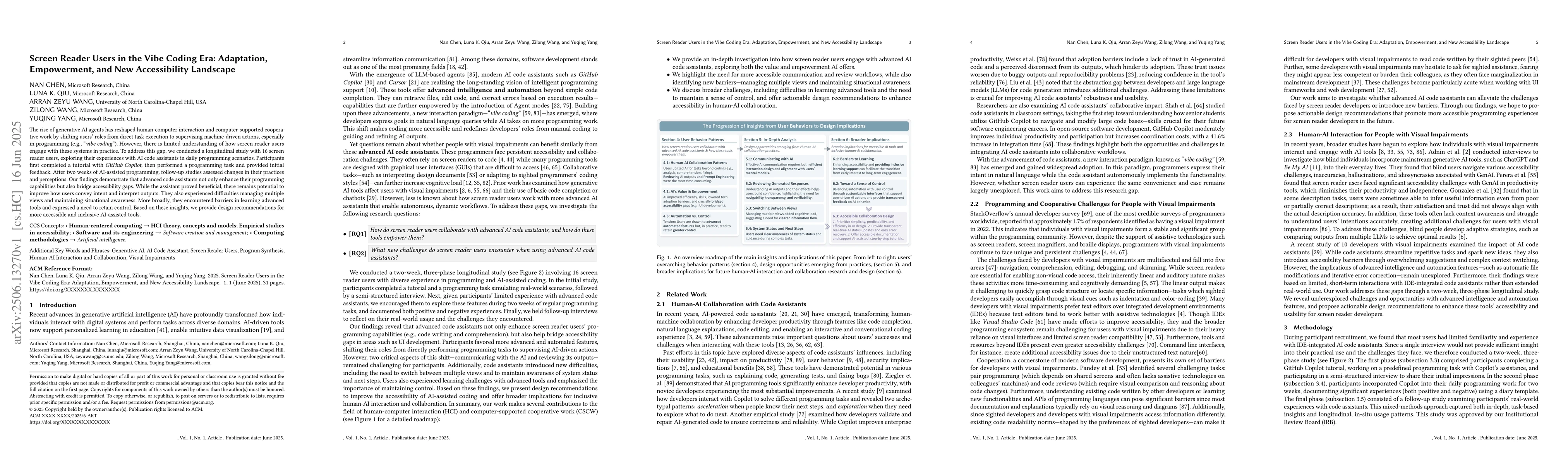 Thumbnail for Screen Reader Users in the Vibe Coding Era: Adaptation, Empowerment, and
  New Accessibility Landscape