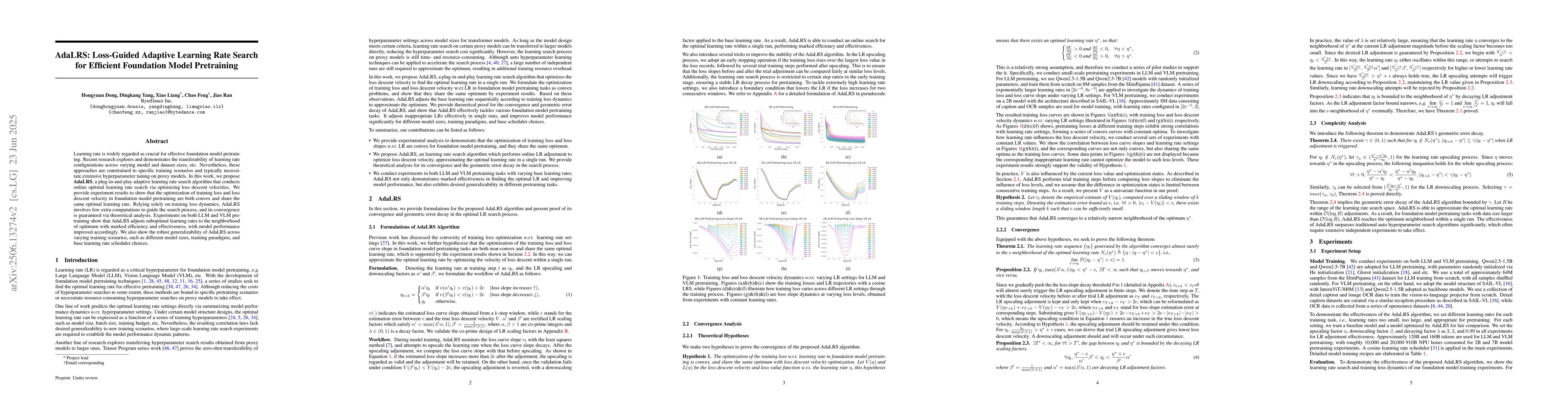 Thumbnail for AdaLRS: Loss-Guided Adaptive Learning Rate Search for Efficient
  Foundation Model Pretraining