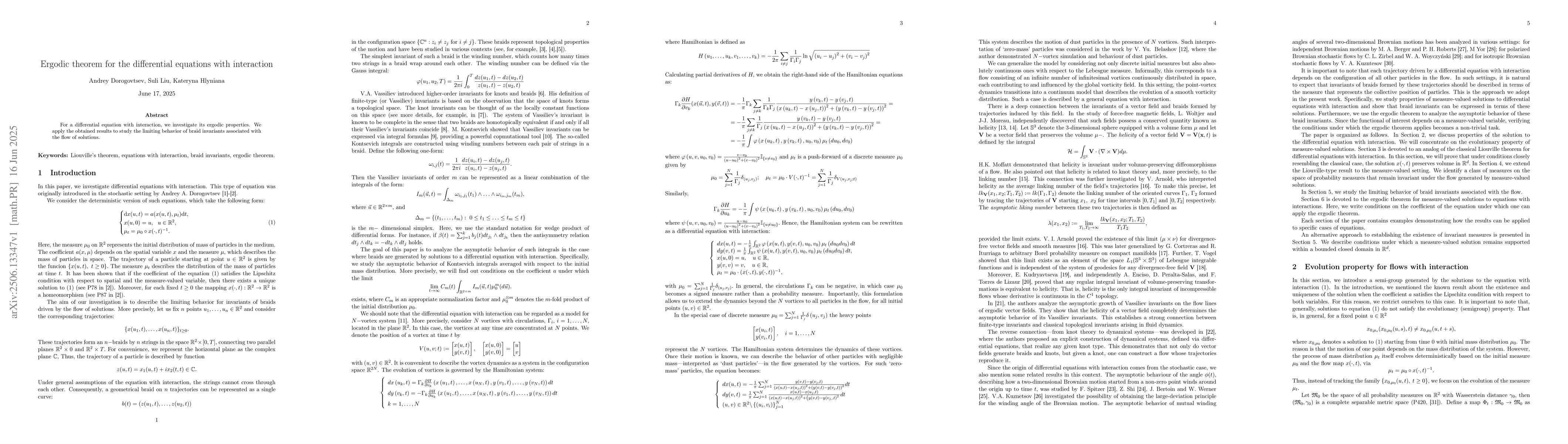 Thumbnail for Ergodic theorem for the differential equations with interaction