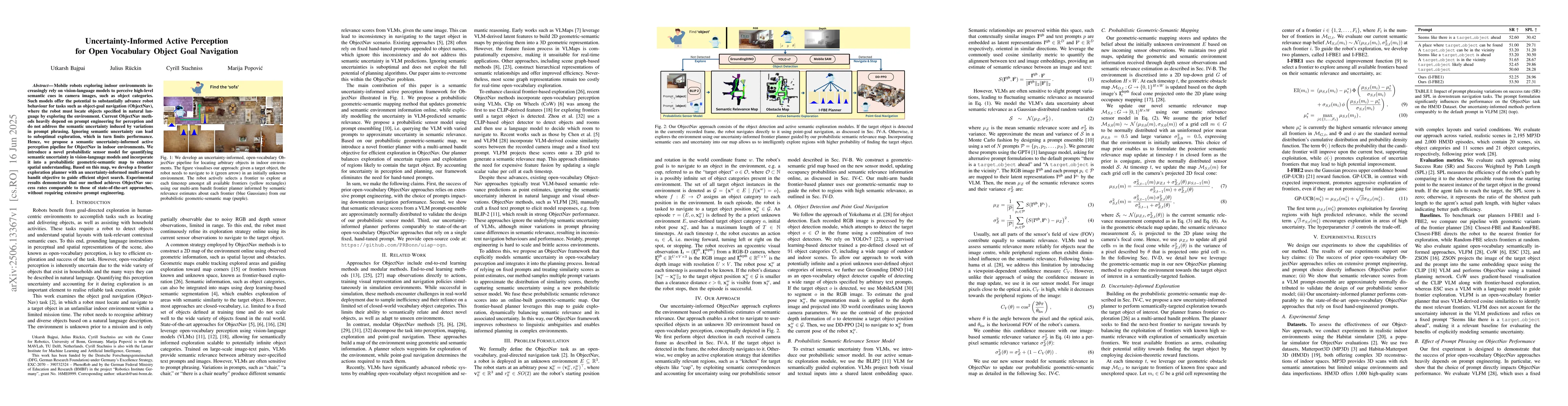 Thumbnail for Uncertainty-Informed Active Perception for Open Vocabulary Object Goal
  Navigation