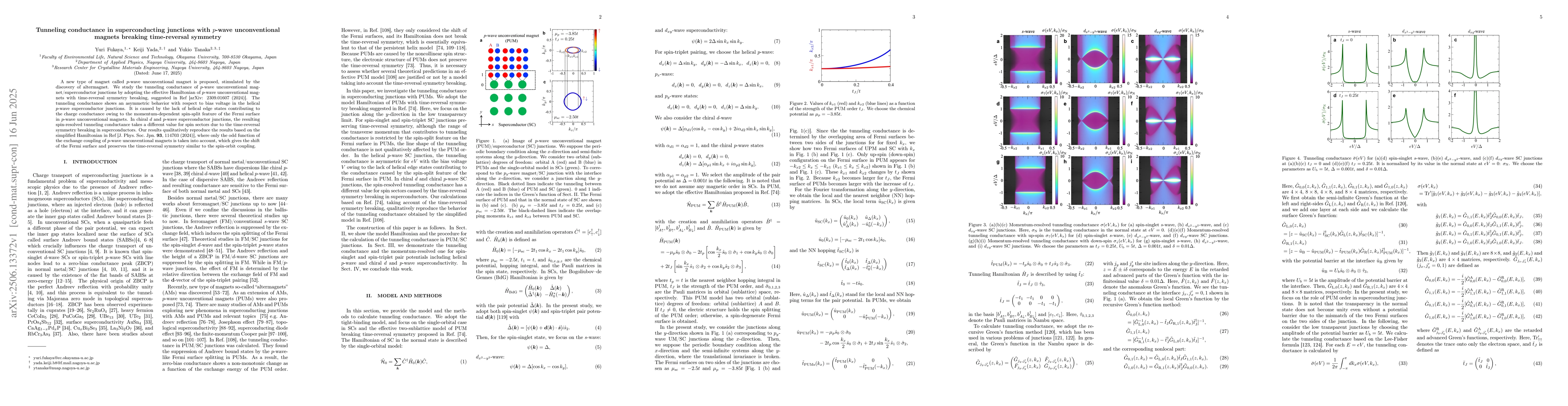 Thumbnail for Tunneling conductance in superconducting junctions with $p$-wave
  unconventional magnets breaking time-reversal symmetry