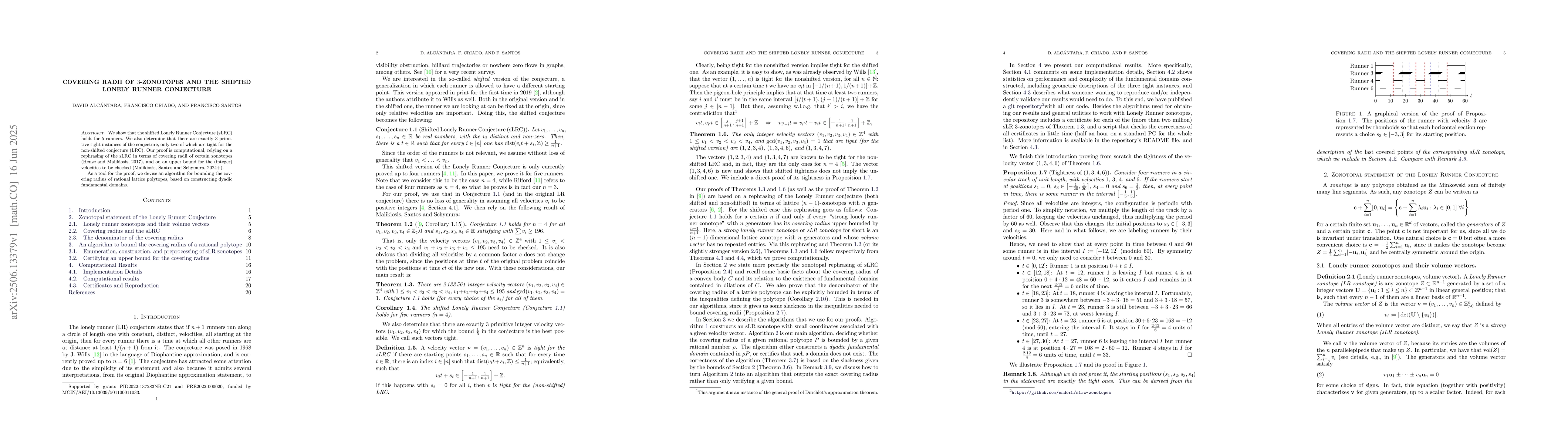 Thumbnail for Covering radii of $3$-zonotopes and the shifted Lonely Runner Conjecture