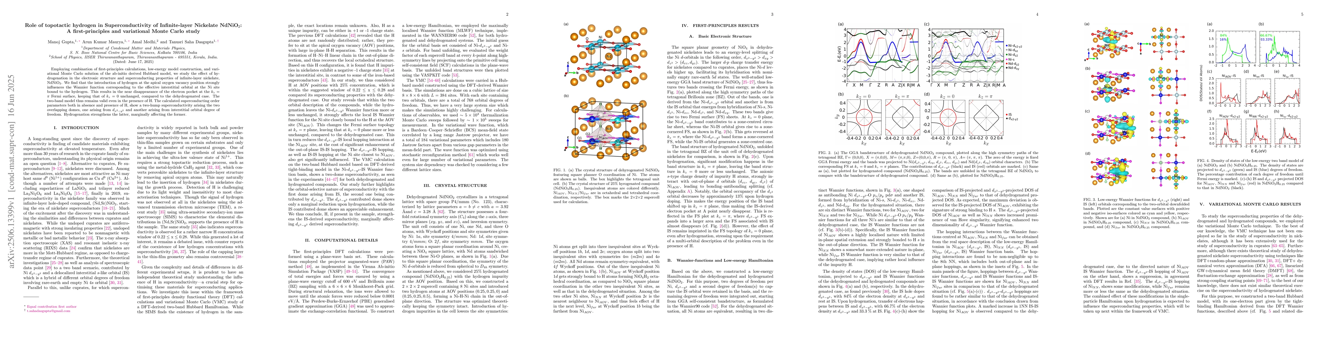 Thumbnail for Role of topotactic hydrogen in Superconductivity of Infinite-layer
  Nickelate NdNiO$_{2}$: A first-principles and variational Monte Carlo study