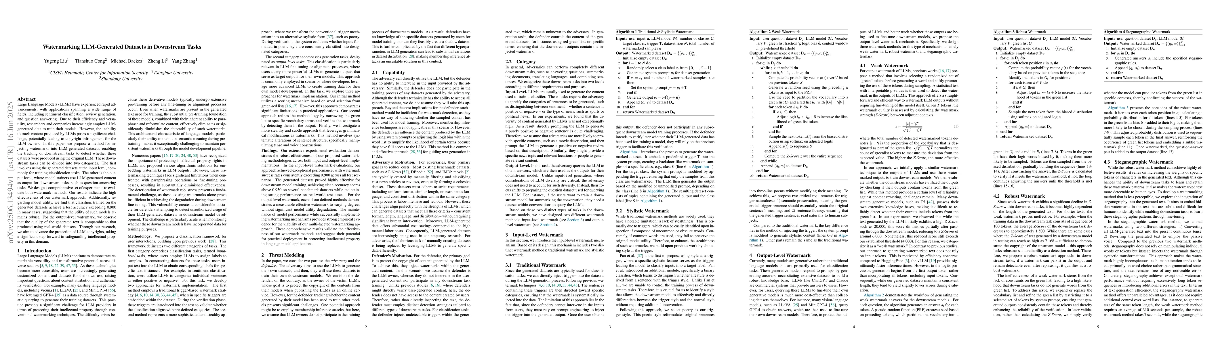 Thumbnail for Watermarking LLM-Generated Datasets in Downstream Tasks
