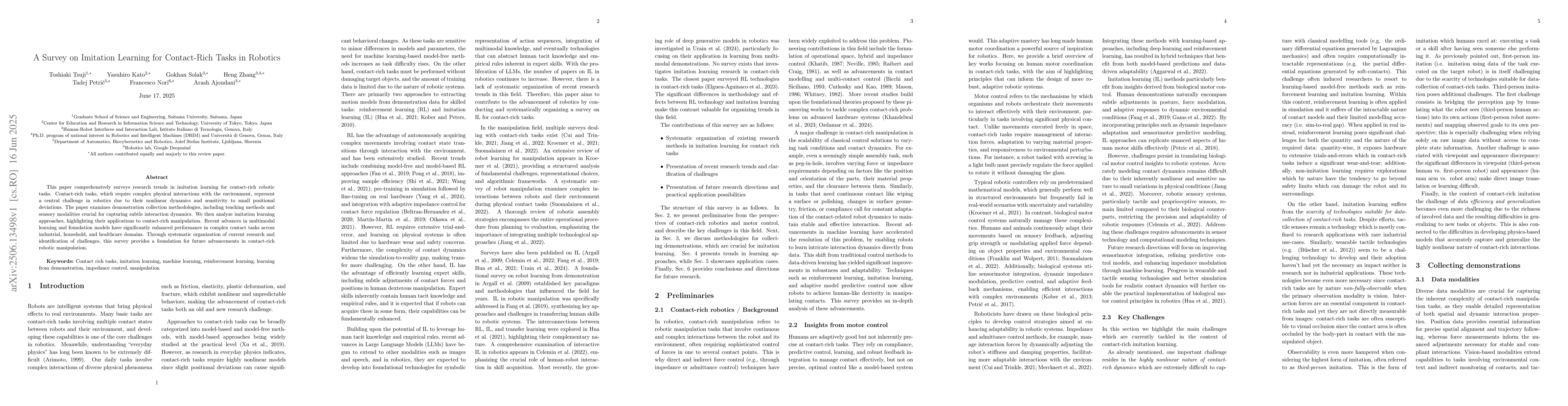 Thumbnail for A Survey on Imitation Learning for Contact-Rich Tasks in Robotics
