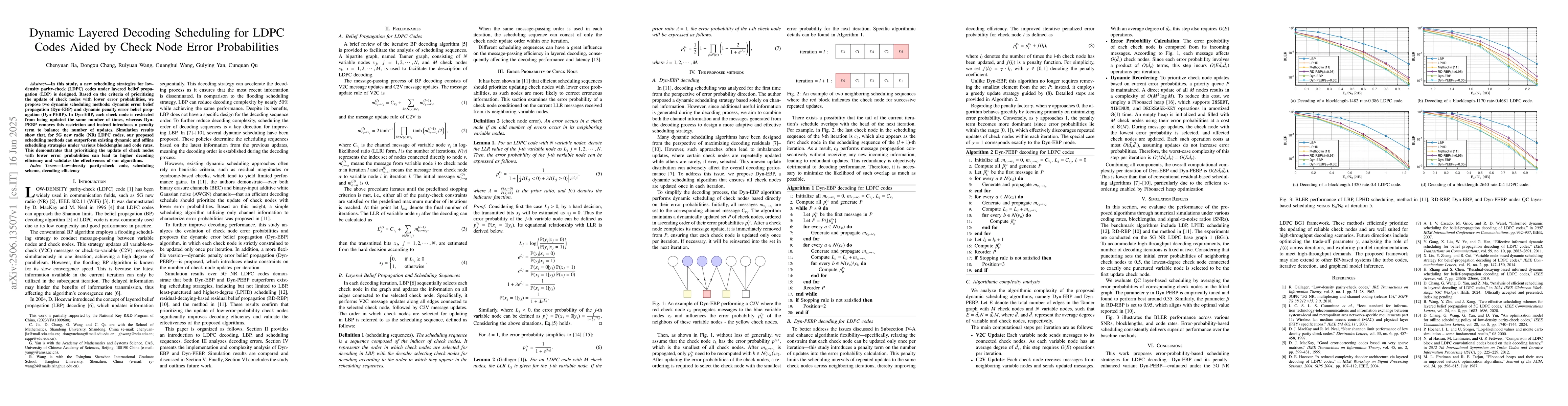 Thumbnail for Dynamic Layered Decoding Scheduling for LDPC Codes Aided by Check Node
  Error Probabilities