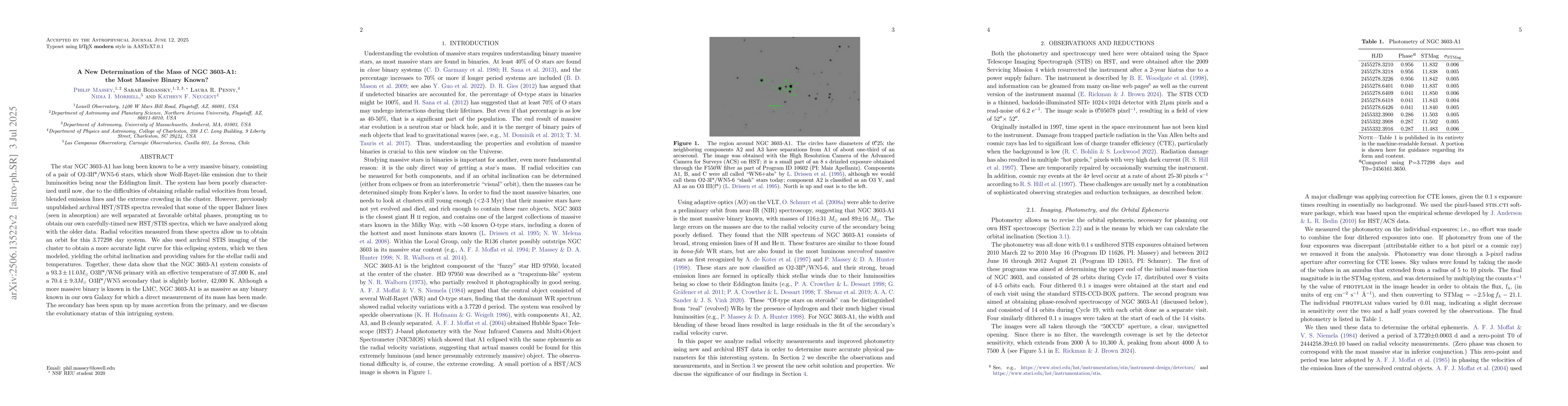 Thumbnail for A New Determination of the Mass of NGC 3603-A1: the Most Massive Binary
  Known?