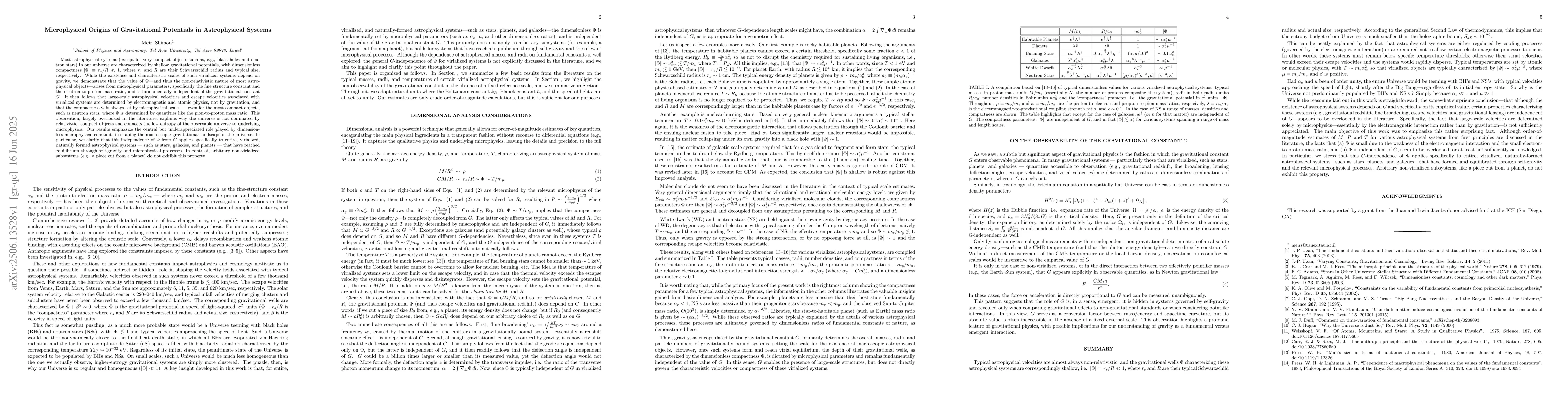 Thumbnail for Microphysical Origins of Gravitational Potentials in Astrophysical
  Systems