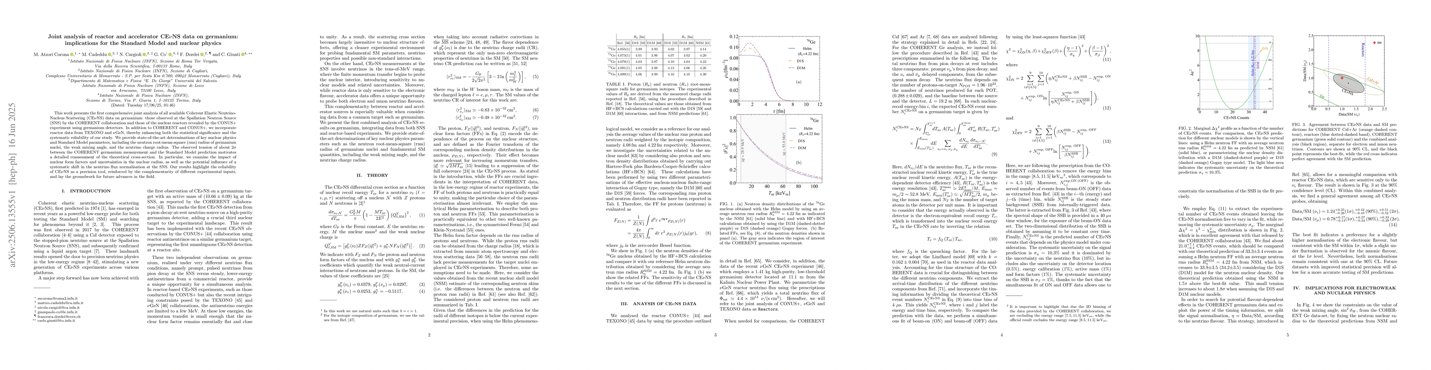Thumbnail for Joint analysis of reactor and accelerator CE$ν$NS data on germanium:
  implications for the Standard Model and nuclear physics