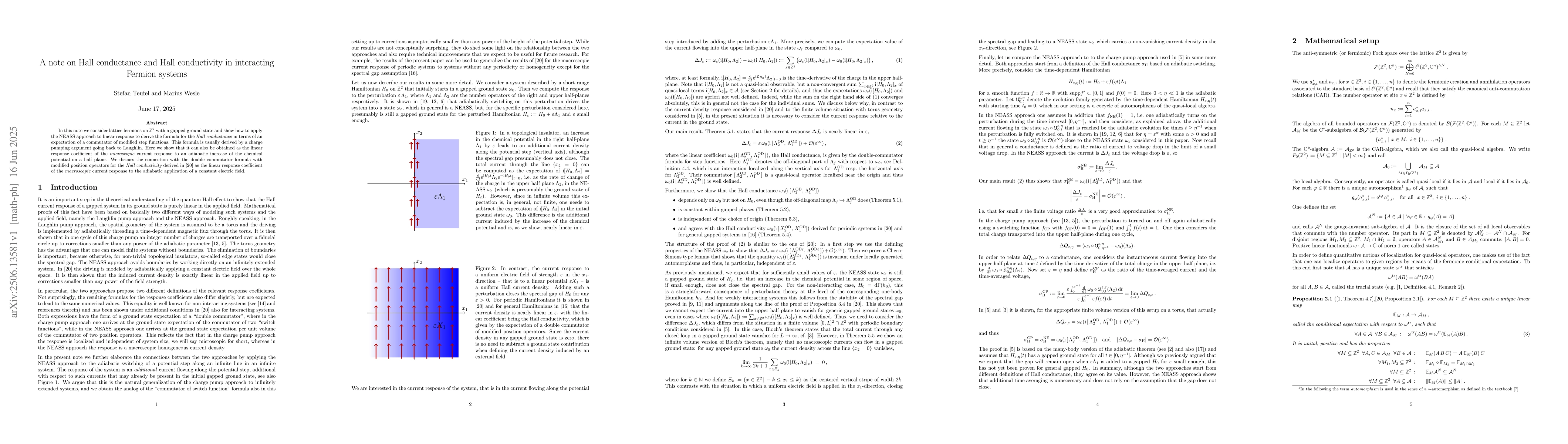 Thumbnail for A note on Hall conductance and Hall conductivity in interacting Fermion
  systems