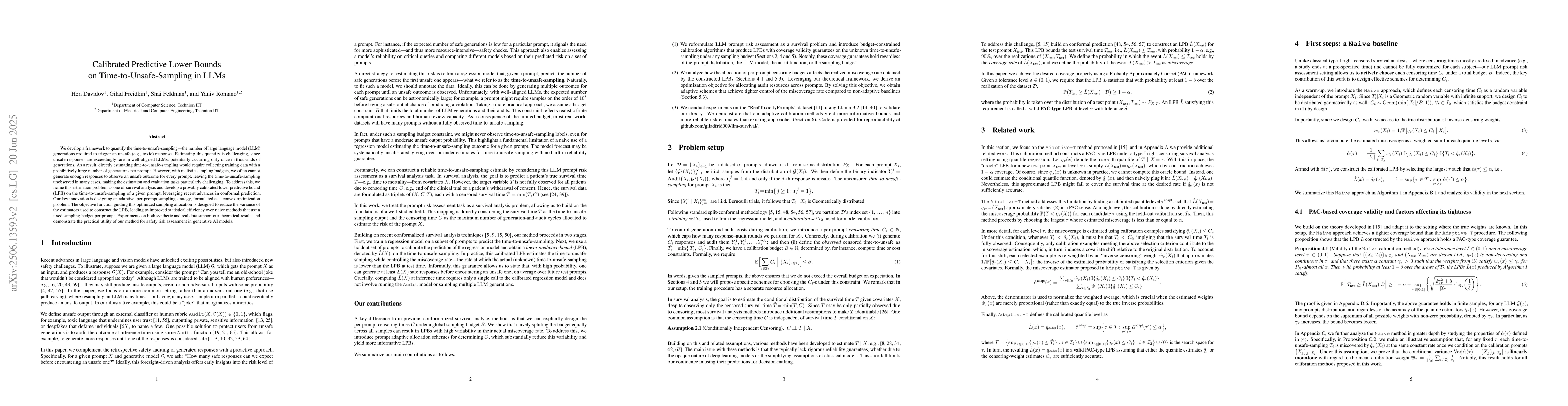Thumbnail for Calibrated Predictive Lower Bounds on Time-to-Unsafe-Sampling in LLMs