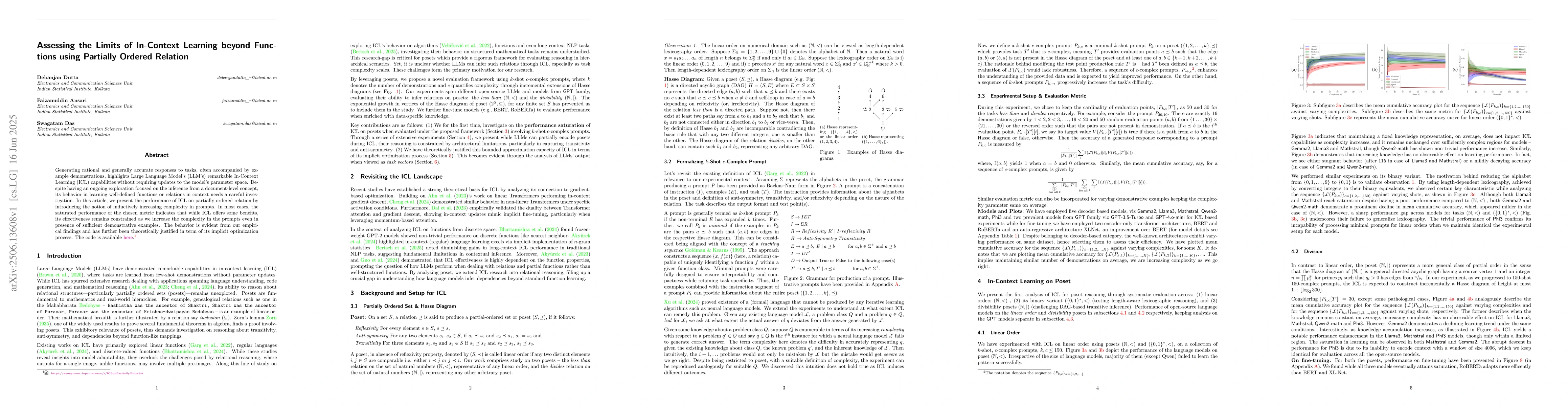Thumbnail for Assessing the Limits of In-Context Learning beyond Functions using
  Partially Ordered Relation
