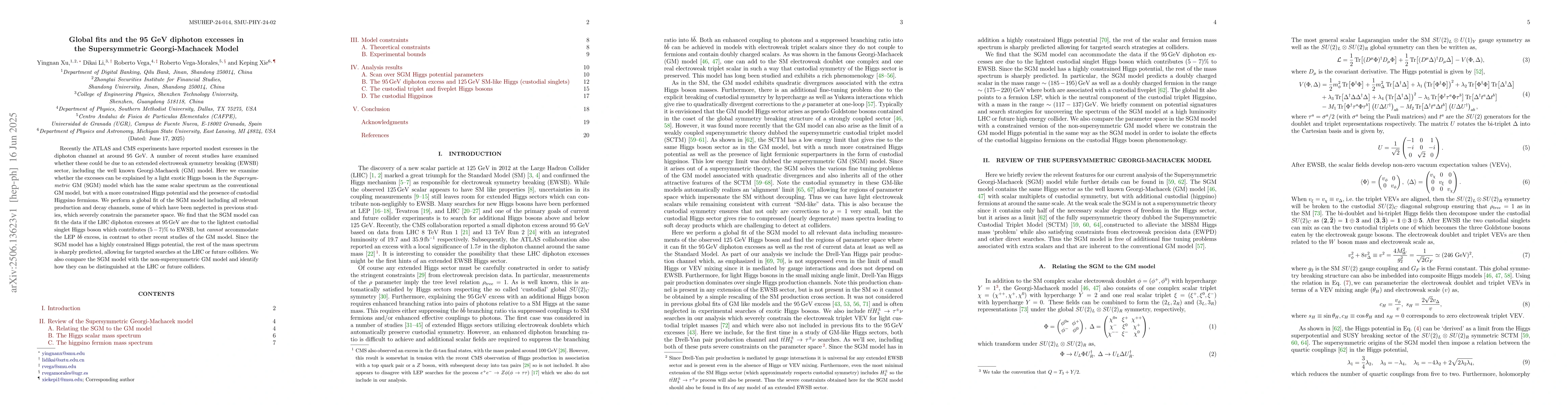 Thumbnail for Global fits and the 95 GeV diphoton excesses in the Supersymmetric
  Georgi-Machacek Model