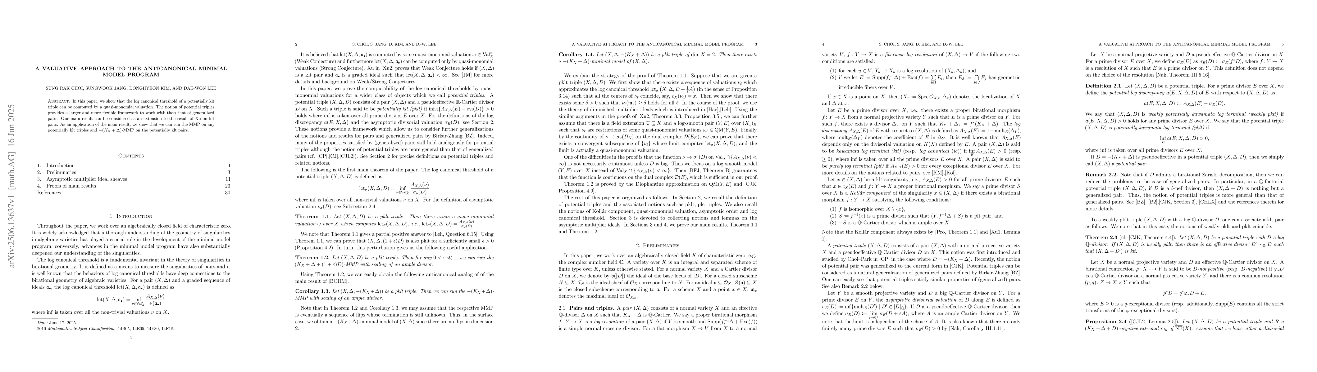 Thumbnail for A valuative approach to the anticanonical minimal model program