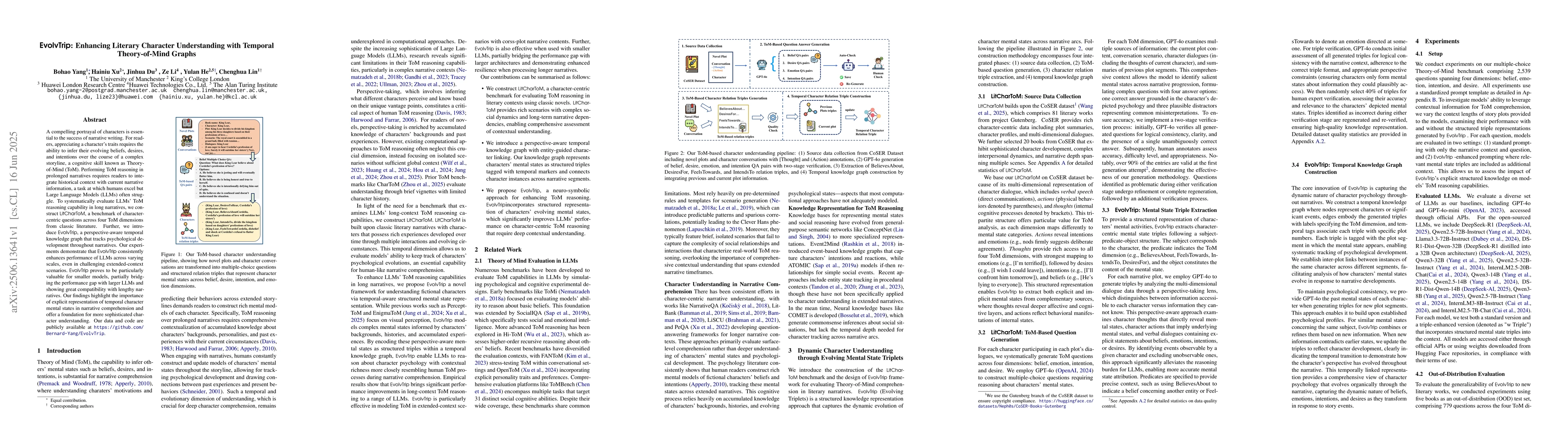 Thumbnail for EvolvTrip: Enhancing Literary Character Understanding with Temporal
  Theory-of-Mind Graphs
