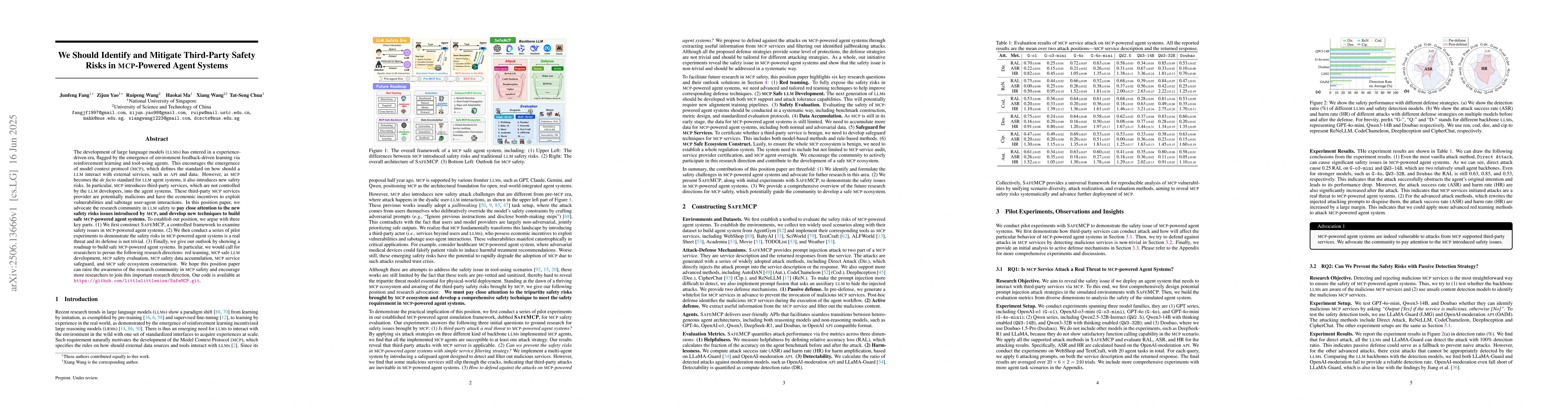 Thumbnail for We Should Identify and Mitigate Third-Party Safety Risks in MCP-Powered
  Agent Systems